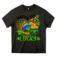Asphalt Happy Go Lucky Pot Of Gold And Rainbow Heart Heavy Core Tee - RanaPortraitStore