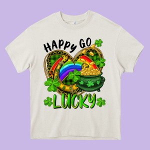 Happy Go Lucky Pot Of Gold And Rainbow Heart Heavy Core Tee Designed By Ranaportraitstore