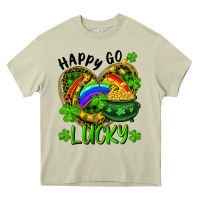 Mossy Happy Go Lucky Pot Of Gold And Rainbow Heart Heavy Core Tee - RanaPortraitStore