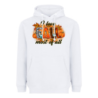 White i love fall most of all Heavyweight Hoodie - RacoonDesign