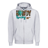 Heather Grey western howdy honey arrow gemstone Zipper Hoodie - NancyCooperArtShop