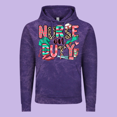 Nurse On Duty Vintage Hoodie Designed By Ranaportraitstore