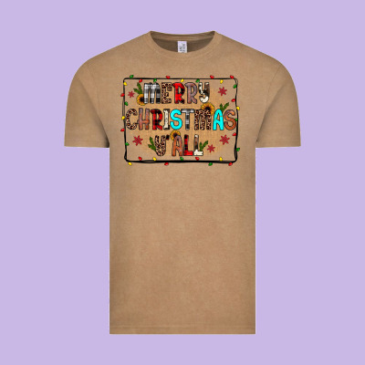 Merry Christmas Y'all Vintage Tee Designed By Jahusdesignshop