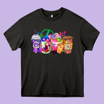 Hippie Coffee Cups Heavy Core Tee Designed By Zillion Design Studio