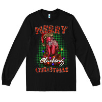Black merry clucking christmas rooster Long Sleeve Tee - BarkalooDesign