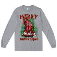 Heather Grey merry clucking christmas rooster Long Sleeve Tee - BarkalooDesign