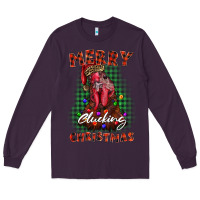 Plum merry clucking christmas rooster Long Sleeve Tee - BarkalooDesign