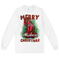 White merry clucking christmas rooster Long Sleeve Tee - BarkalooDesign