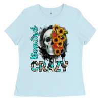 Baby Blue beautiful crazy skull Ladies Tee - JahusDesignShop