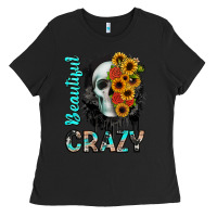 Black beautiful crazy skull Ladies Tee - JahusDesignShop