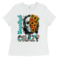 White beautiful crazy skull Ladies Tee - JahusDesignShop