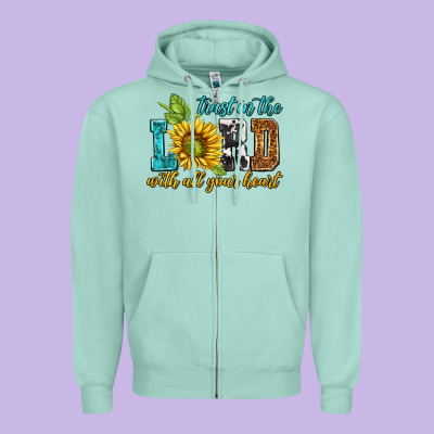 Trust In The Lord With All Your Heart Zipper Hoodie Designed By Nancycooperartshop