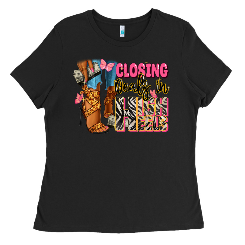 Closing Deals In High Heels Black Fashion Girl Ladies Tee by RanaPortraitStore | Teevron