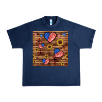 Navy 4th of july hearts seamless pattern Urban Heavy Tee - BundleAndBundleShop