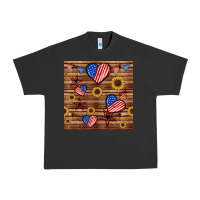 Pigment Black 4th of july hearts seamless pattern Urban Heavy Tee - BundleAndBundleShop