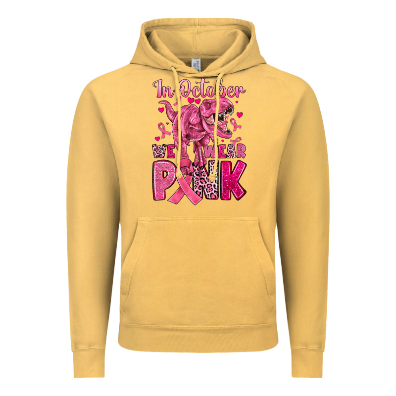 In October We Wear Pink Dinosaur Vintage Hoodie by JahusDesignShop | Teevron
