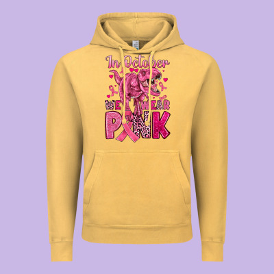 In October We Wear Pink Dinosaur Vintage Hoodie Designed By Jahusdesignshop