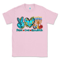 Bubblegum Pink peace love hanukkah Classic Tee - AdoDesignShop