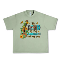 Oil Green the lord is my strength and my song guitar with su Urban Heavy Tee - AdoDesignShop