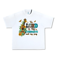 White the lord is my strength and my song guitar with su Urban Heavy Tee - AdoDesignShop
