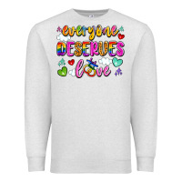 Oatmeal Heather everyone deserves love Premium Sweatshirt - Artiststas