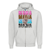 Dove Grey mama skeleton peace leopard pattern Zipper Hoodie - NancyCooperArtShop