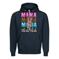 Navy mama skeleton peace leopard pattern Zipper Hoodie - NancyCooperArtShop