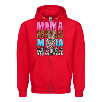 Red mama skeleton peace leopard pattern Zipper Hoodie - NancyCooperArtShop