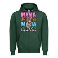 Sports Green mama skeleton peace leopard pattern Zipper Hoodie - NancyCooperArtShop