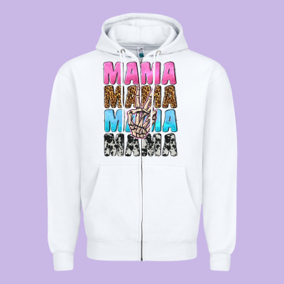 Mama Skeleton Peace Leopard Pattern Zipper Hoodie Designed By Nancycooperartshop