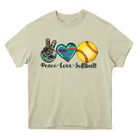 Mossy peace love softball Heavy Core Tee - Artiststas