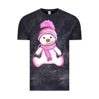 Cloud Black winter pink snowman and hat Vintage Tee - AdoDesignShop