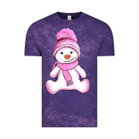 Winter Pink Snowman And Hat Vintage Tee | Teevron