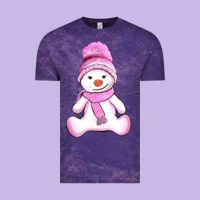 Winter Pink Snowman And Hat Vintage Tee Designed By Adodesignshop