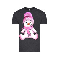 Vintage Black winter pink snowman and hat Vintage Tee - AdoDesignShop