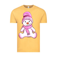 Vintage Mustard winter pink snowman and hat Vintage Tee - AdoDesignShop