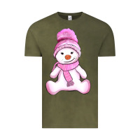 Vintage Olive winter pink snowman and hat Vintage Tee - AdoDesignShop