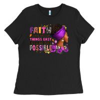 Black Faith it does not make things easy Ladies Tee - RanaPortraitStore