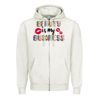 Oatmeal Heather beauty is my business Zipper Hoodie - MaliasSmallBusiness