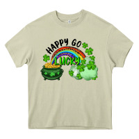 Mossy Happy Go Lucky Rainbow Shamrocks And Pot Of Gold Heavy Core Tee - RanaPortraitStore