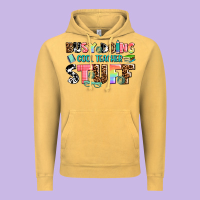 Busy Doing Cool Teacher Stuff Vintage Hoodie Designed By Adodesignshop
