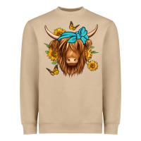 Sunflower Long Haired Cow Heavyweight Sweatshirt | Teevron