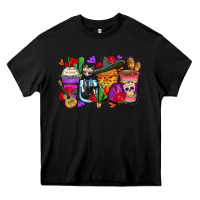 Black day of the dead coffee cups Heavy Core Tee - Zillion Design Studio
