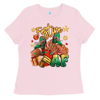 Bubblegum Pink Festive af Christmas black girl sneakers Ladies Tee - RanaPortraitStore
