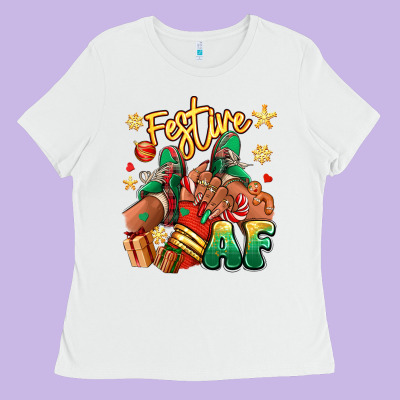 Ladies Tee Festive af Christmas black girl sneakers