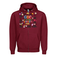 Burgundy god is so much bigger than... Zipper Hoodie - MaliasSmallBusiness