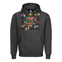 Charcoal Heather god is so much bigger than... Zipper Hoodie - MaliasSmallBusiness