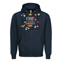 Navy god is so much bigger than... Zipper Hoodie - MaliasSmallBusiness