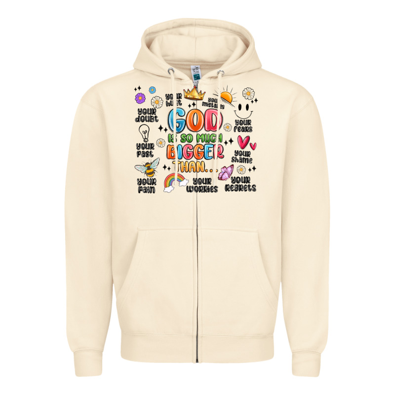 God Is So Much Bigger Than... Zipper Hoodie by MaliasSmallBusiness | Teevron