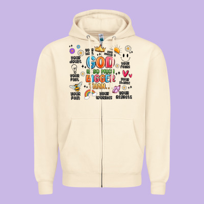 God Is So Much Bigger Than... Zipper Hoodie Designed By Maliassmallbusiness
